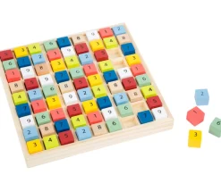 Sudoku en bois carrés couleurs et chiffres