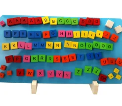 Tableau bois magnétique avec 69 jetons lettres bois aimantées