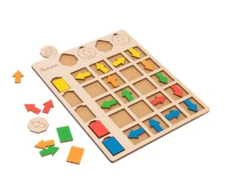 Tableau de logique en bois couleurs et orientation - Jeu éducatif