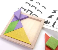 Tangram bois couleur 12 cm. Fabrication Jura