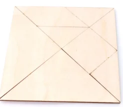 Tangram en bois brut CP de 10 x 10 cm - jeu à décorer