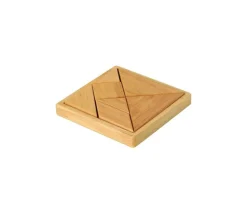 Tangram jeu esprit construction en bois avec cadre 11.5 x 11.5 cm