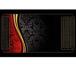 Tapis Belote 100 X 60 cm noir rouge et or grille Points joueurs