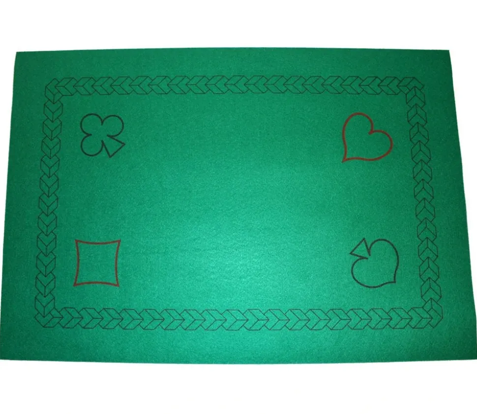 Tapis cartes 48 x 70 cm vert décor atouts feutrine dos latex