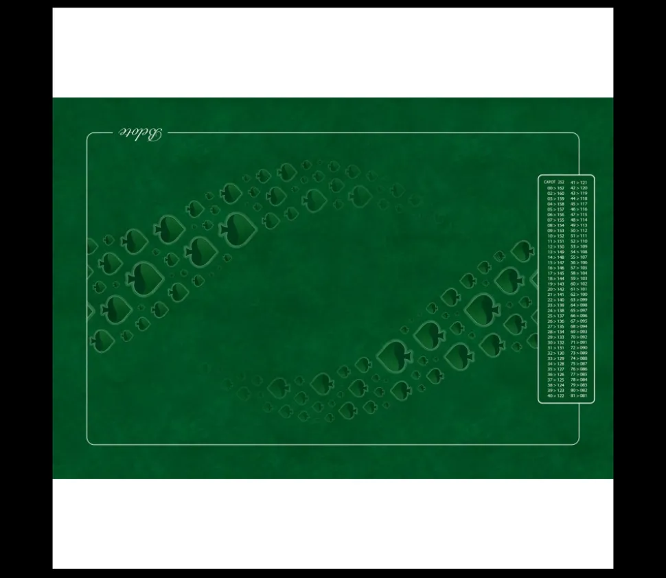 Tapis de cartes Belote 40 x 60 cm grille point 4 joueurs vert