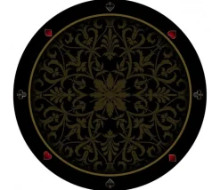 Tapis de cartes rond 100 cm noir arabesques