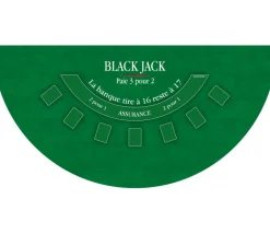 Tapis de jeu BlackJack vert 140 x 70 mm