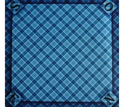 Tapis jeu 60 x 60 cm Tarot bleu écossais Nord Sud Est OUest