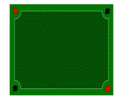 Tapis jeu 70 x 60 cm Vert Classique 4 coins : Pique coeur trèfle carreau
