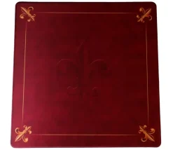 Tapis Tarot premium rouge Fleur de Lys 60 cm contour galonné
