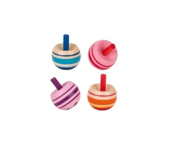 Toupie pirouette qui se retourne 3 x 4 cm en bois coloré