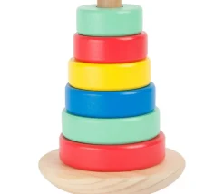Tour à empiler en bois avec anneaux