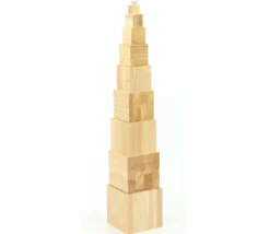 Tour bois naturel Montessori - 10 cubes en bois