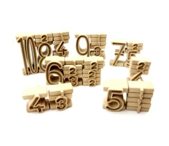 Tour des nombres - bois recyclé 34 pièces naturelles