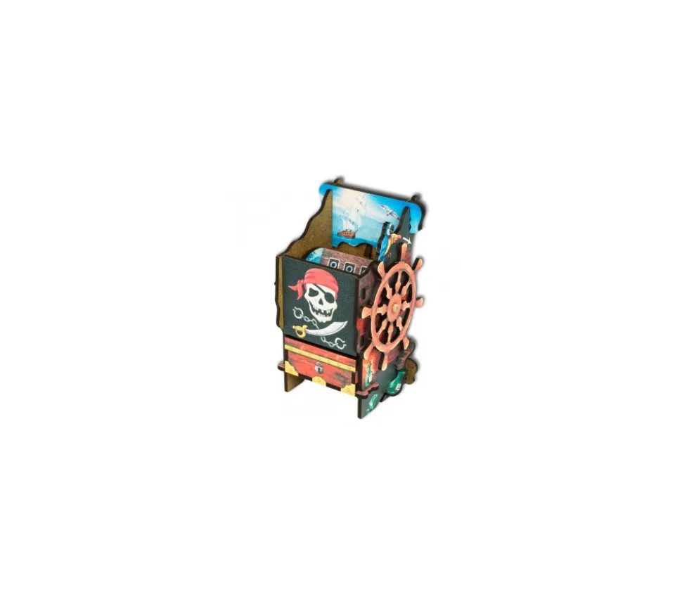 Tour lanceur de dés Pirate 14 cm en bois