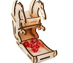 Tour lanceur dés Dragon naturel 16.5 cm en bois