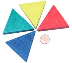 Triangle isocèle en bois jaune 48 x 48 x 53 mm et 8 mm épaisseur