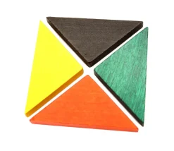 Triangle rectangle isocèle orange 67 x 47 x 8 mm en bois