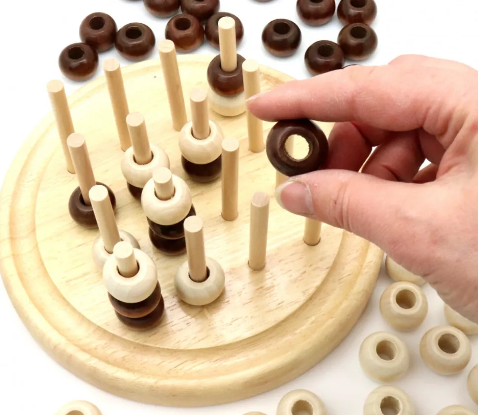 Tri-morpion rond en bois 64 boules 20 cm diamètre