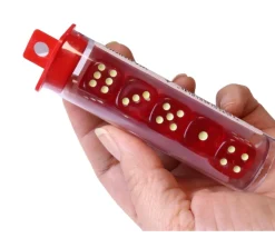 Tube 5 Dés phosphorescents 16 mm points 1 à 6