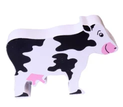 Vache en bois noire et blanche 90 x 70 x 15 mm