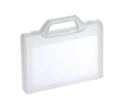 Valisette 24 x 18 x 4.6 cm plastique transparent avec poignée vide